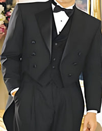 Tailcoat Tuxedo - Formal Tailcoat with Pants and Vest Black Color For Men