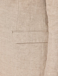 Mens Linen Suit For Beach Wedding - Summer Suit in Natural Herringbone Tailored Fit