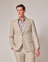 Mens Linen Suit For Beach Wedding - Summer Suit in Natural Herringbone Tailored Fit