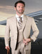 Pleated Dress Men Suits - Men's Designer Classic Fit Pleated Pant Wool Double Breasted Tan Suit