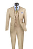 Taupe Modern Fit 3-Piece Suit with Lapel Vest & Adjustable Pants