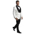 White Paisley Tuxedo Suit w/ Black Satin Shawl Collar by Tazio