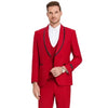 New Tazio Birdseye Textured Red Tuxedo | Shawl Collar Satin Trim 3-Piece