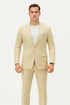 Mens Two Piece Linen Suit Relaxed Hybrid Fit No Collar