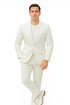 Mens Two Piece Linen Suit Relaxed Hybrid Fit No Collar