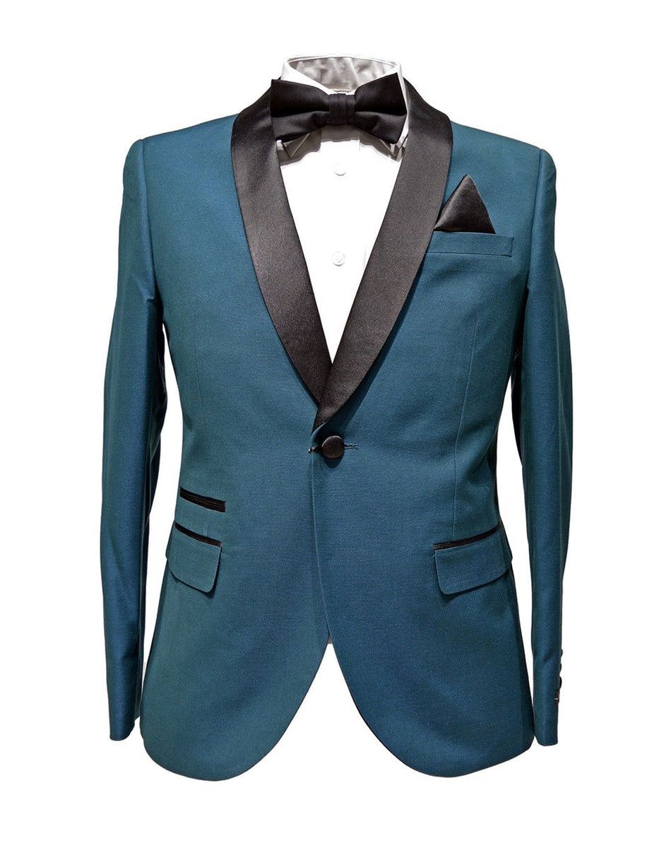 Men's 1 Button Shawl Lapel Wool Tuxedo Black Slim Fit  Suit main image 0
