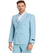 Mens Slim Fit Double Breasted Summer Teal Blue Pinstripe Pastel Suit