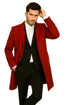 Three Buttons Red Wool Fabric Overcoat / Long men's Dress Topcoat - Winter coat