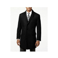 Three Quarters Length Black Wool Carcoat-Peacoat
