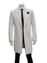 Mens White Velvet Victorian Tailcoat Tuxedo – Three Quarter Length Cutaway Stage And Wedding Jacket