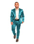 Mens Two Buttons Peak Lapel Suit Turquoise