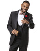 Mens Classic One Button Peak Tuxedo in Black