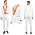 New Paisely Skinny Fit Double-Breasted By Tazio, Ivory & Rustic Orange Tuxedo