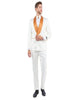 New Paisely Skinny Fit Double-Breasted By Tazio, Ivory & Rustic Orange Tuxedo