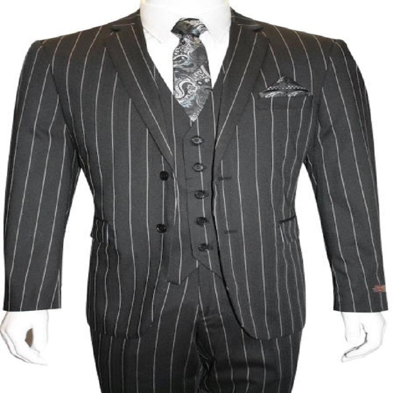 Bold Gangster - 1920 White And Black Pinstripe Tuxedos Suits