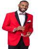 Mens Two Button Modern Fit Tuxedo in Red with Black Lapel