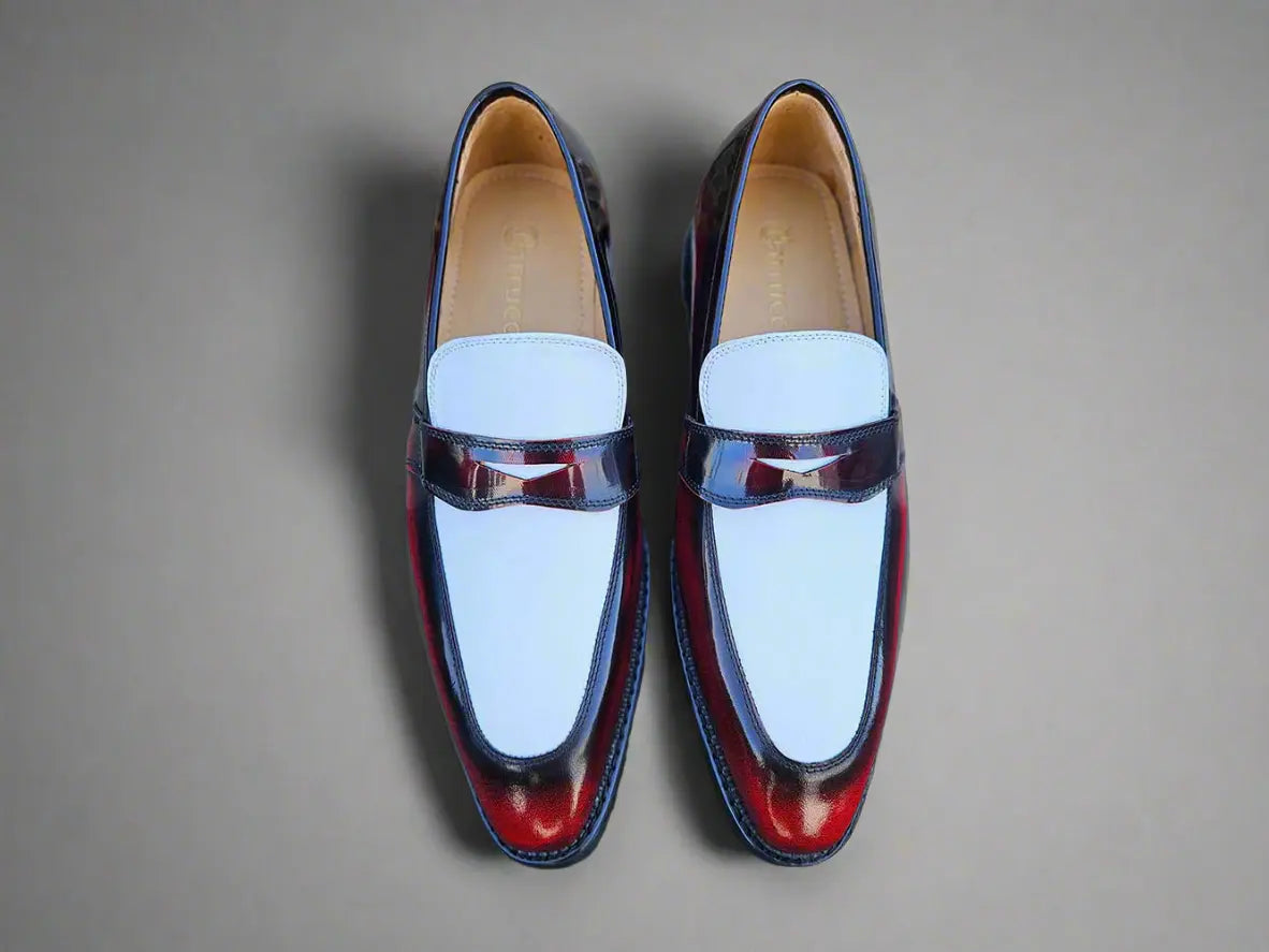 Two Tone Patent Leather Penny Loafer – OvercoatUSA display picture 1