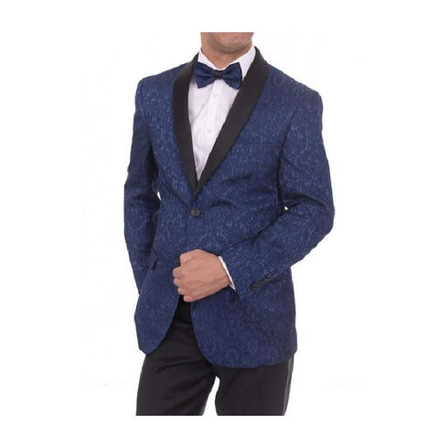 Two Button Slim Fit Shawl Lapel Navy Blue Sportcoat