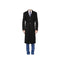 Two Button Wool Blend Solid Pattern Modern OverCoat Black