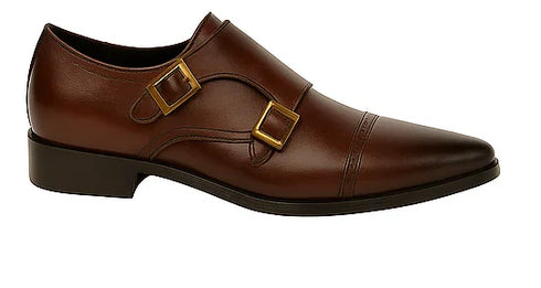 Two Tone Burnished Double Monk Strap