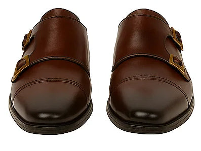 Two Tone Burnished Double Monk Strap