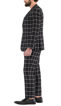 Harvy Black Mens 2 Button Slim Notch Lapel Suit