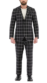 Harvy Black Mens 2 Button Slim Notch Lapel Suit