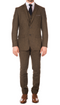 Bradford Cognac Slim Fit 3 Piece Tweed Suit Notch.