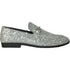 Bravo Mens Modern Glitter Sequin Prom Tuxedo Loafer in Silver Grey - Men's Dress Shoes