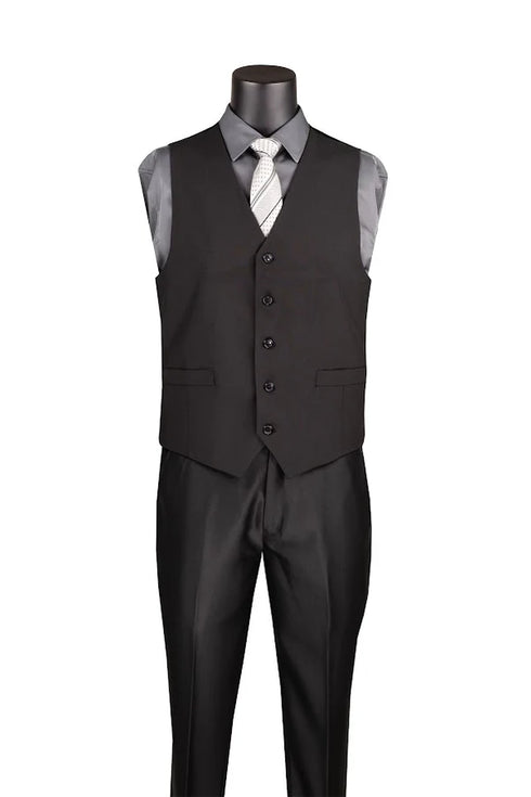 Black Men's Regular Fit Vest 5 Buttons