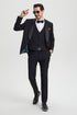 Men's Stacy Adams Vested One Button Shawl Lapel Designer Tuxedo in Black
