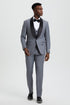 Men's Stacy Adams Vested One Button Shawl Lapel Designer Tuxedo in Grey