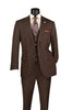 Odyssey Collection - Brown Regular Fit 3 Piece Suit 2 Button Gangster Stripe
