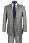 Renaissance Collection - Regular Fit Glen Plaid 3 Piece Suit Gray