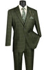 Men's Olive Glen Plaid 3-Piece Suit with Vest – Regular Fit Wedding Suit