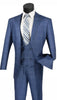 Renaissance Collection - Regular Fit Glen Plaid 3 Piece Suit Oxford Blue