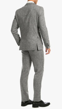 Men’s Grey Tweed Three Piece Suit – Vintage British Fabric Slim Fit Wedding & Business Wear