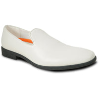 Bravo Mens Classic Plain Toe Slip on Loafer Dress Shoe in Ivory