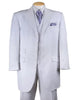White Wedding Suit For Men - Perfect For Groom - Mens Long Fashion Vested Tonal Pinstripe White Suit
