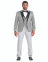 Mens Gray Tuxedo - Grey Wedding Suit-Mens Slim Fit One Button Peak Lapel Tuxedo With Double Brested Vest In Silver Grey Plaid