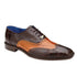 Men's Belvedere Varo American Alligator & Eel Skin Wingtip Dress Shoe in Brown & Camel