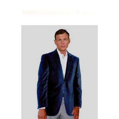 Velour Velvet Blazer two buttons Sport Jacket For Men Navy