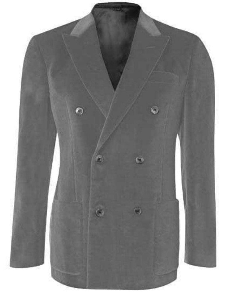 Mens Double Breasted Six Button Velvet Blazer - Burgundy Blazer main image 1