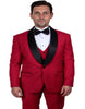 Mens Vested One Button Shawl Lapel Tuxedo in Red