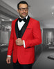 Mens Vested Wool Shawl Lapel Tuxedo in Red