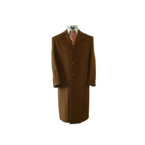 Vicuna coat Full Length Center Vent with Three Button Front - Light - Brown - Overcoat Mens Topcoat