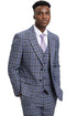 Men's Stacy Adams Two Button Vested Glen Plaid Check Suit in Grey