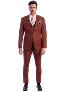 Men's Two Button Slim Fit Vested Solid