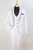 White Wedding Suit For Men - Perfect For Groom - Mens Two Button Slim Fit Vested Prom Tuxedo Suit With Trim In White