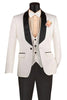All White Mens Tuxedo - Wedding Suit - Men's Slim Fit Vested Paisley Wedding Tuxedo In White